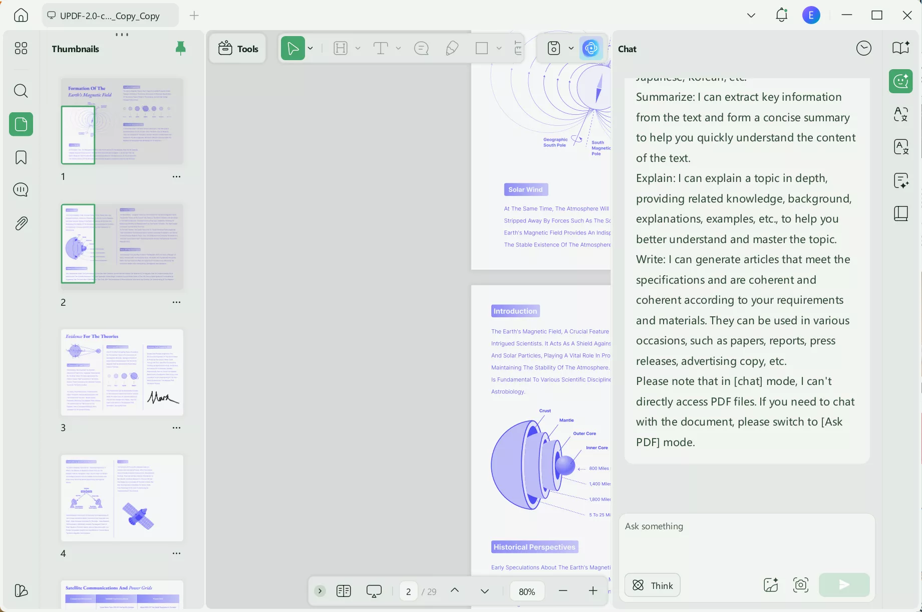 ai assistant chats on updf