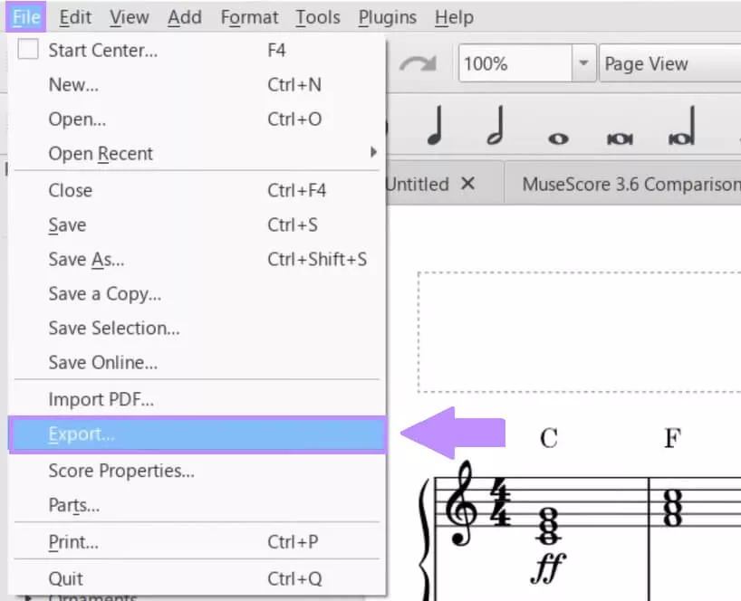 click on file and export musescore