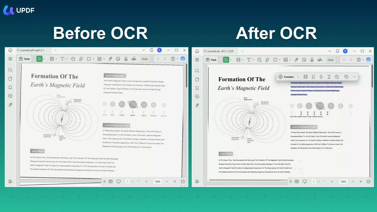 before and after OCR