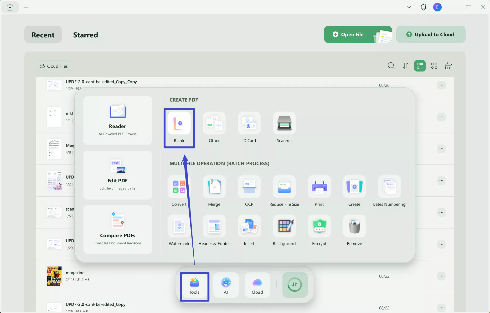 create file with updf