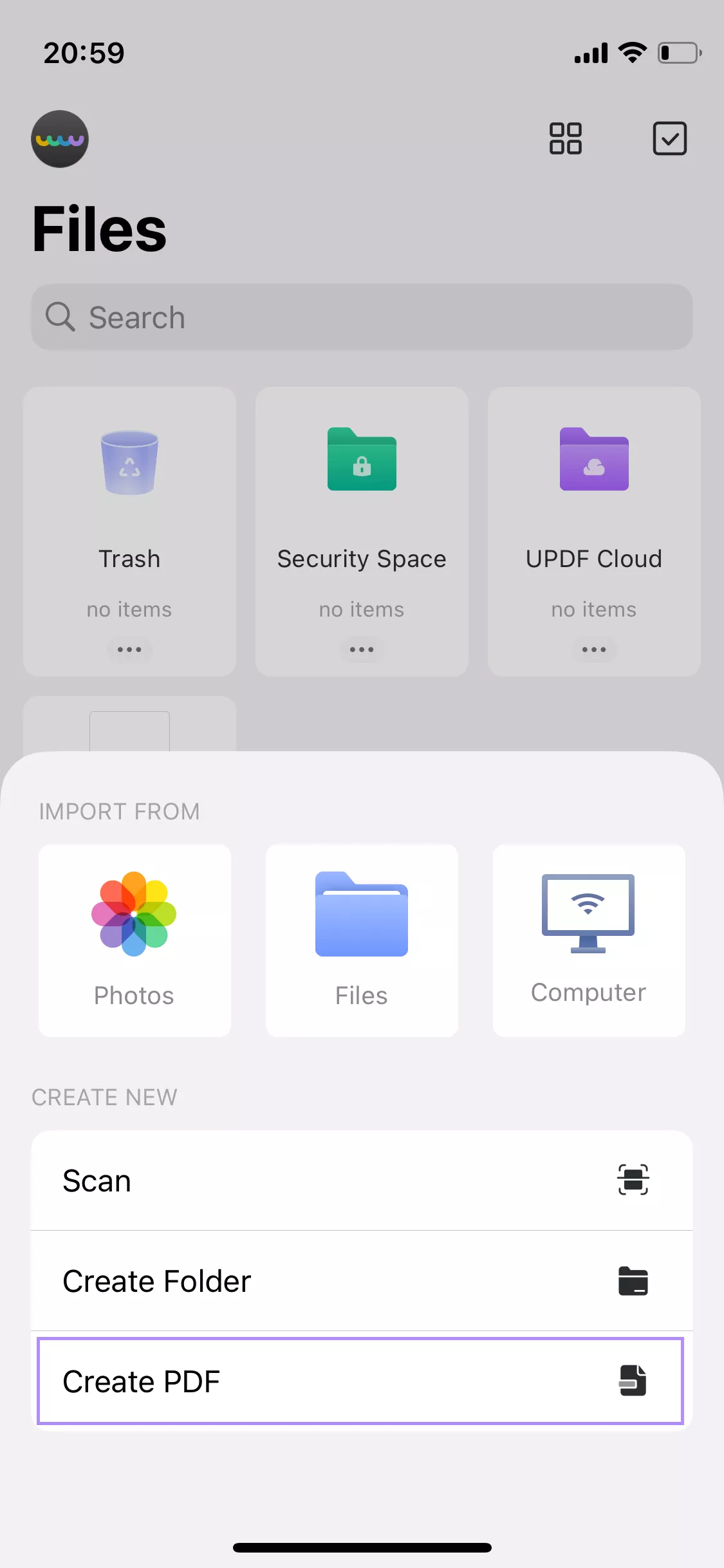 create pdf icon updf ios