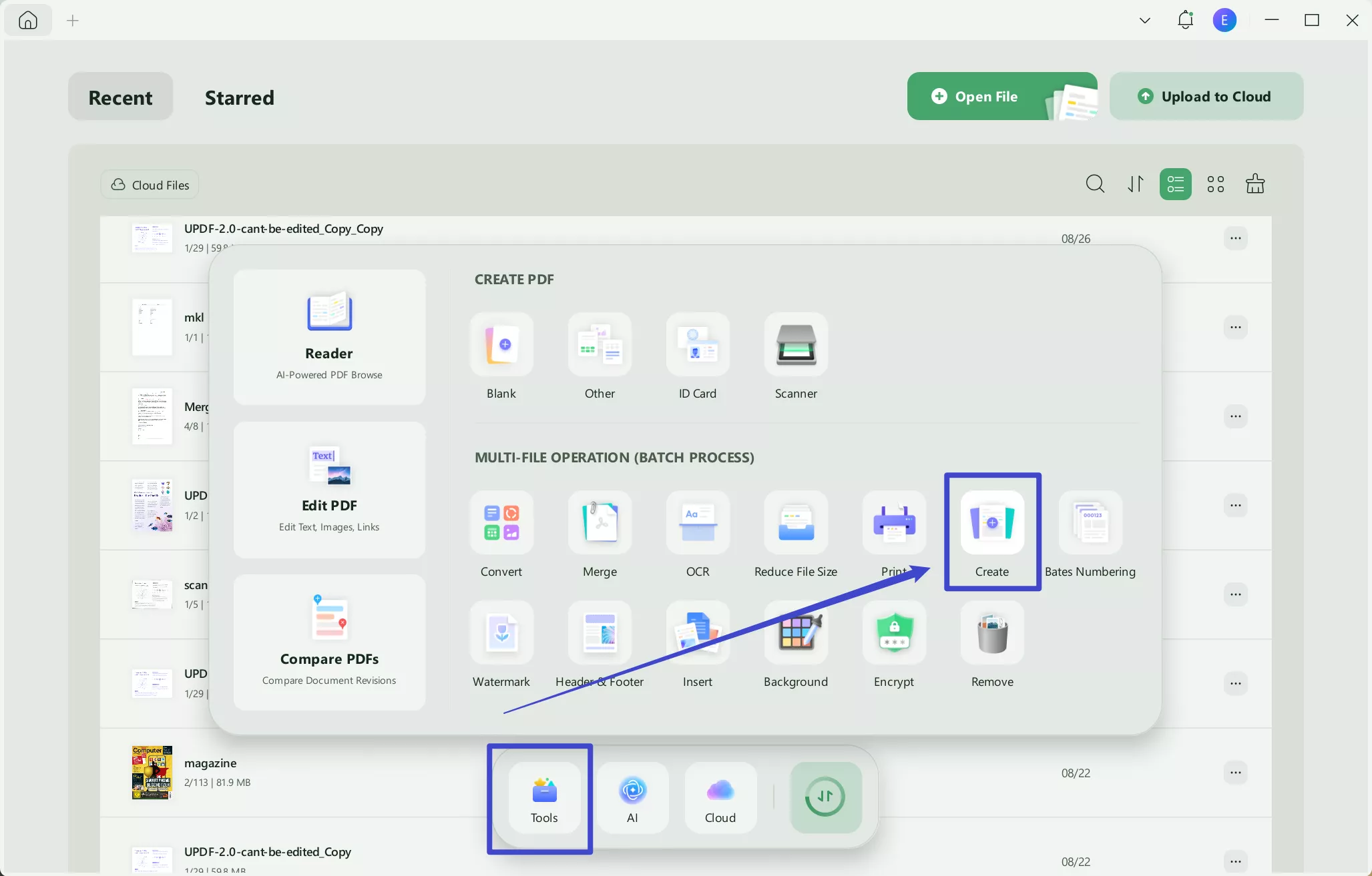 batch create pdf updf