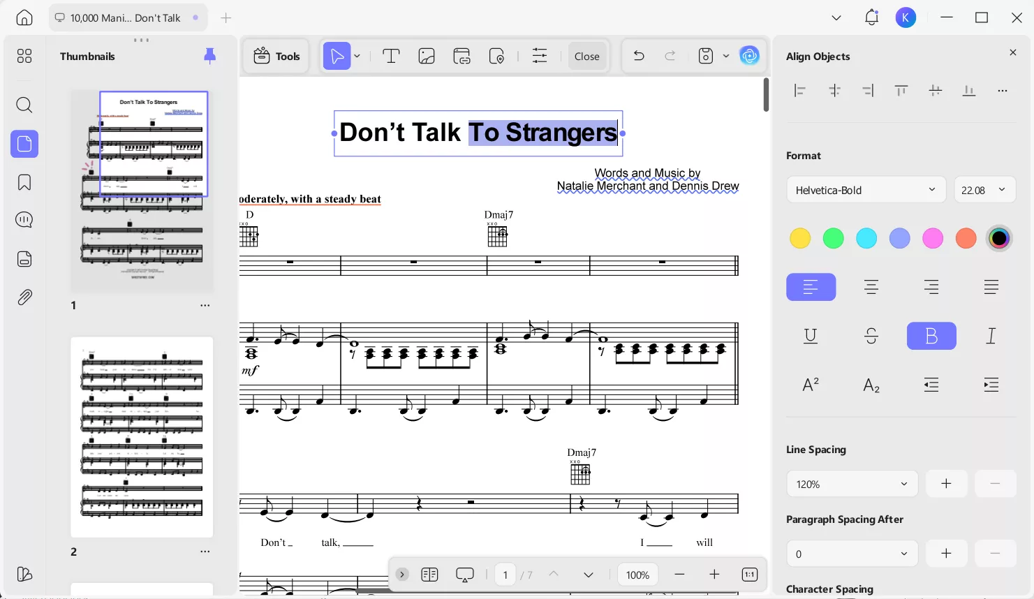 edit the pdf sheet music