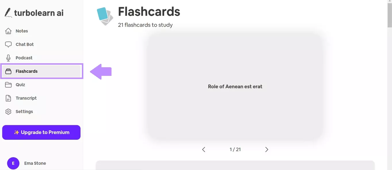 flashcards for your imported material turbolearn ai