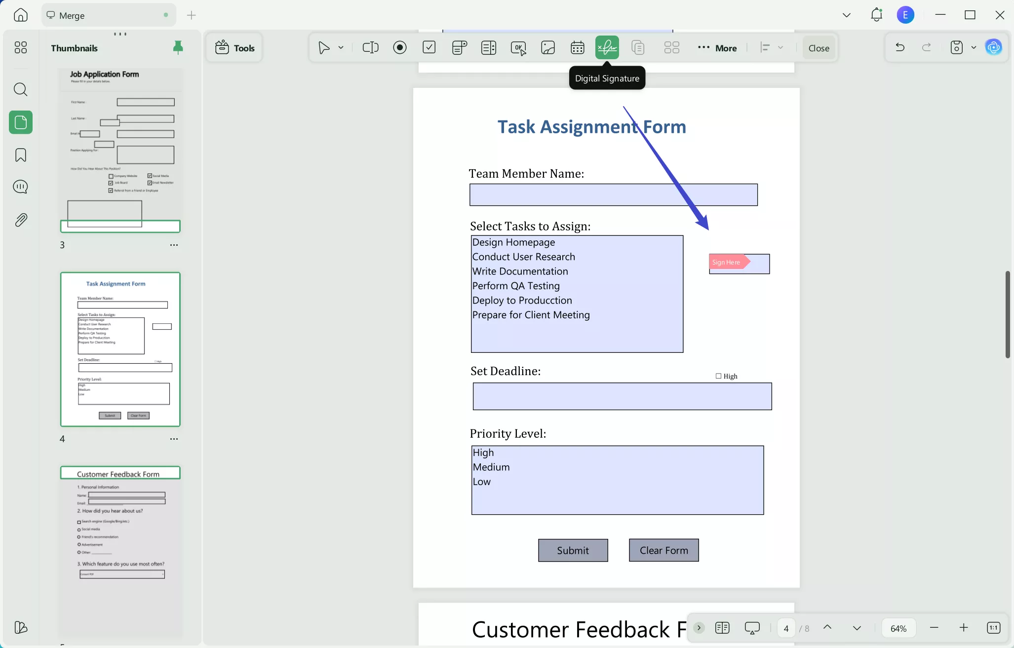 add signature field updf