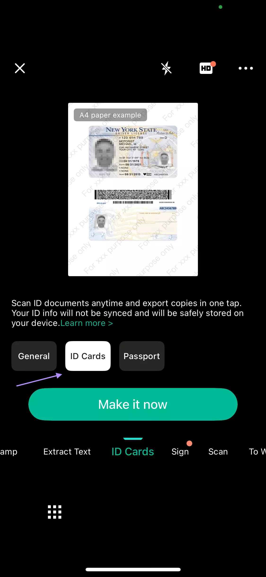 id cards camscanner