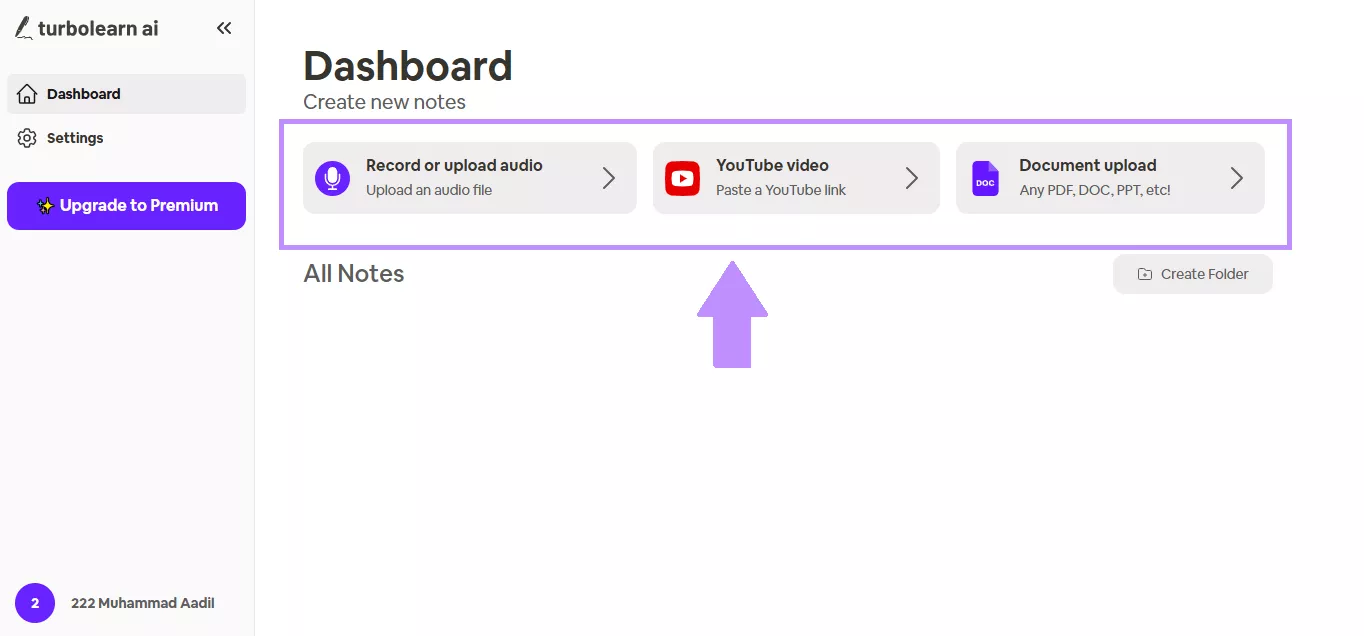 import your learning material to turbolearn ai