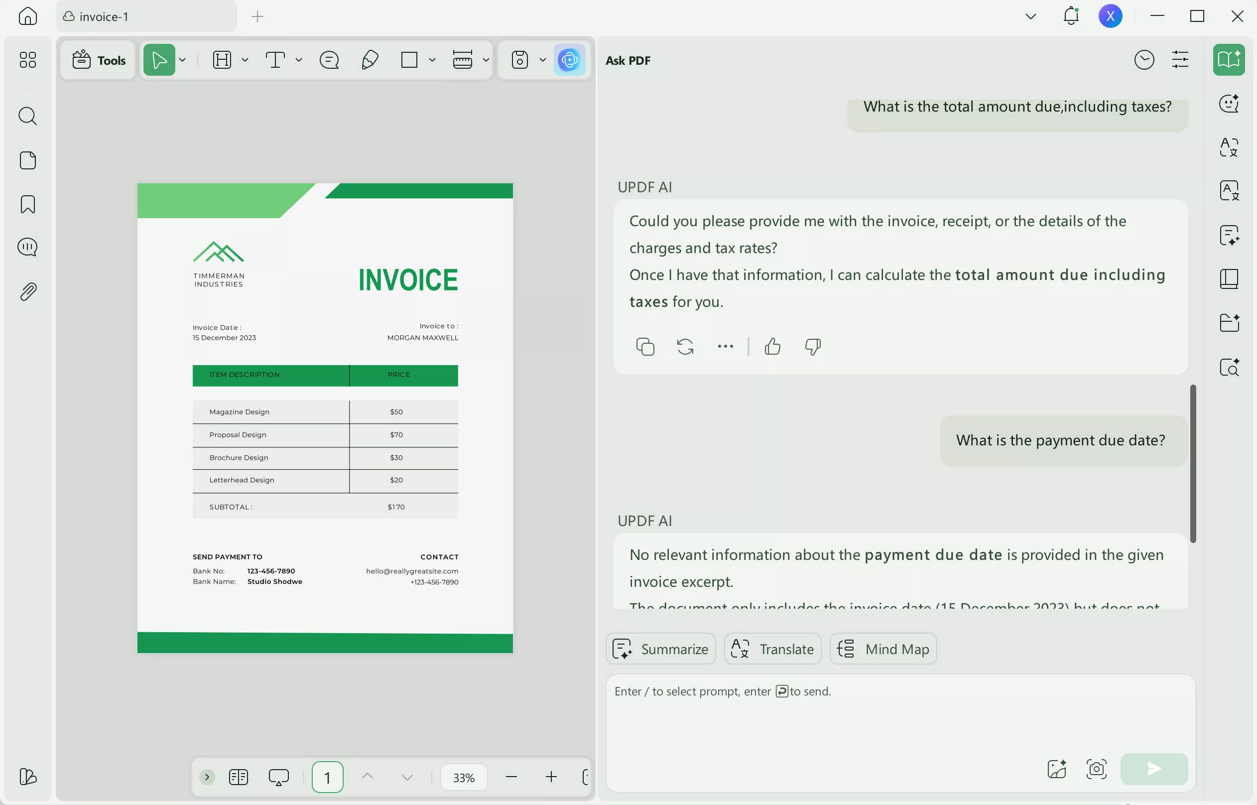 Access UPDF's AI Assistant from the UPDF app