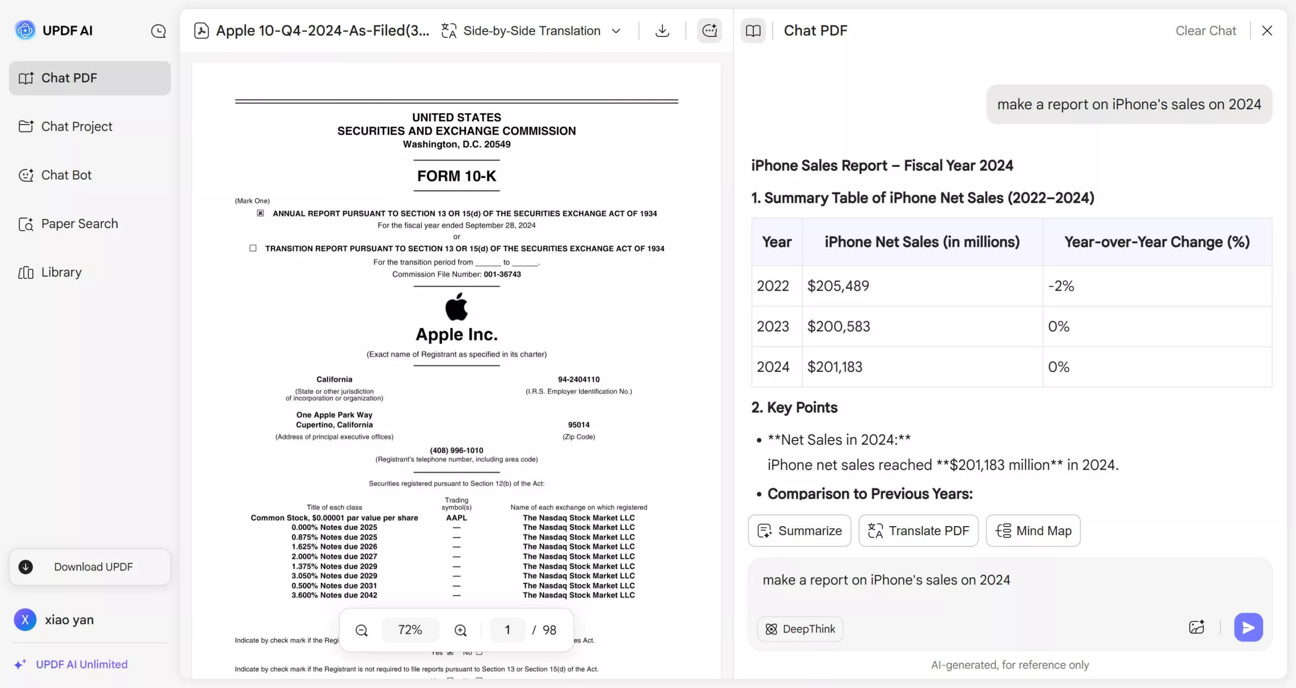 provide prompt for report generation