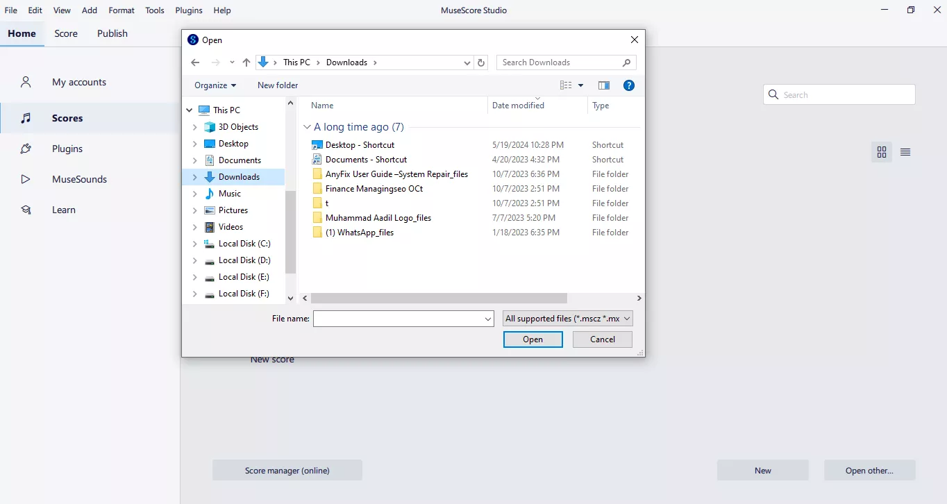 open the saved file in musescore