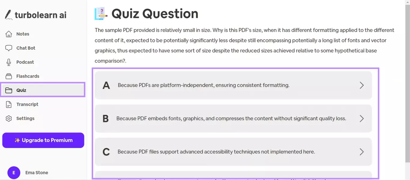 quiz questions turbolearn ai