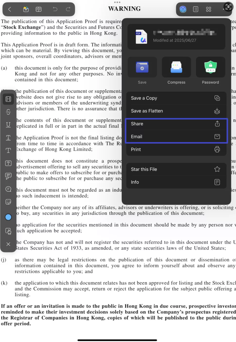 various sharing options