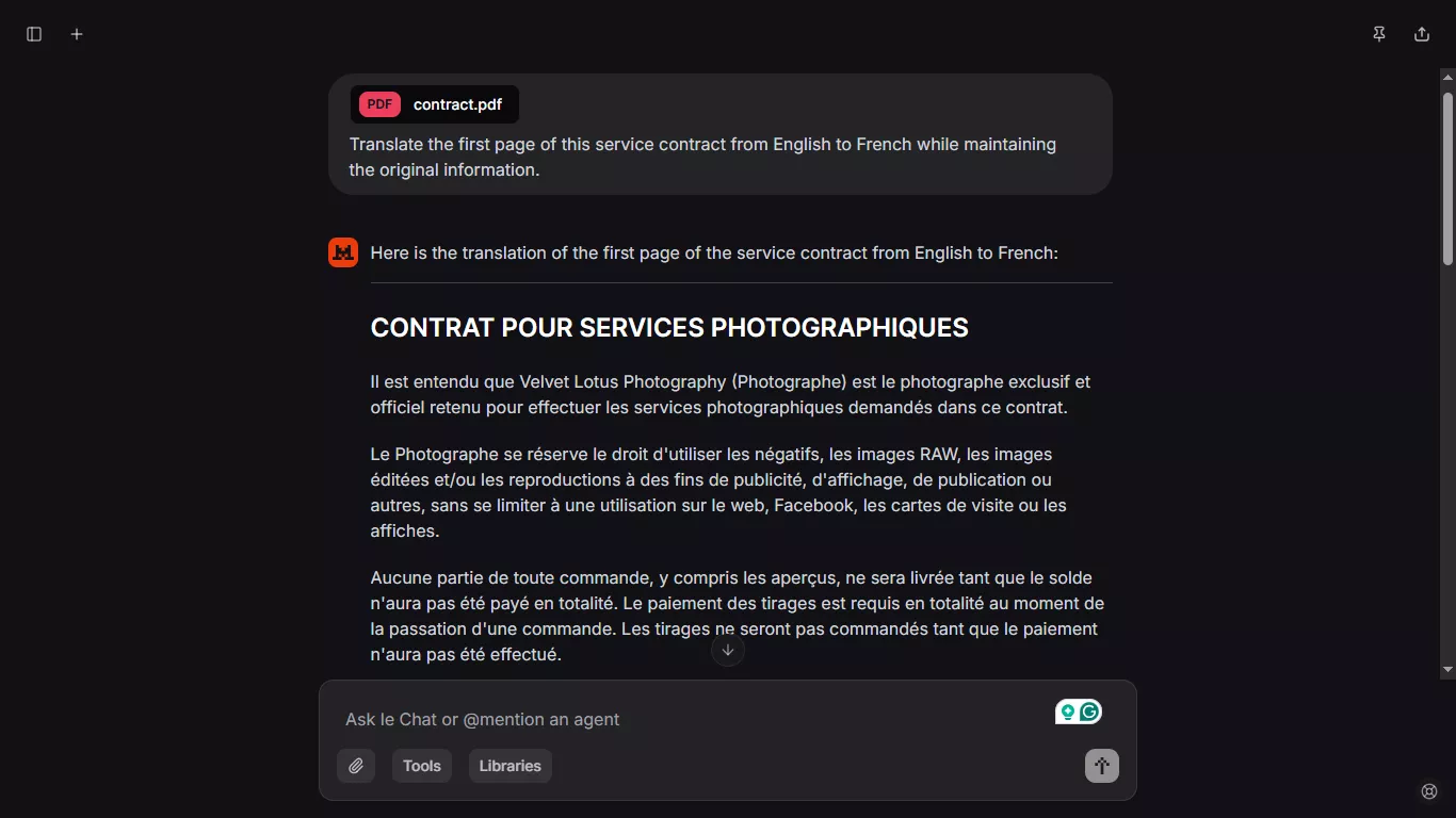 translation by mistral ai