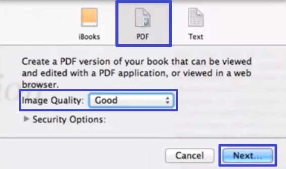 set image quality and hit next