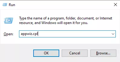 type appwiz.cpl and click ok windows