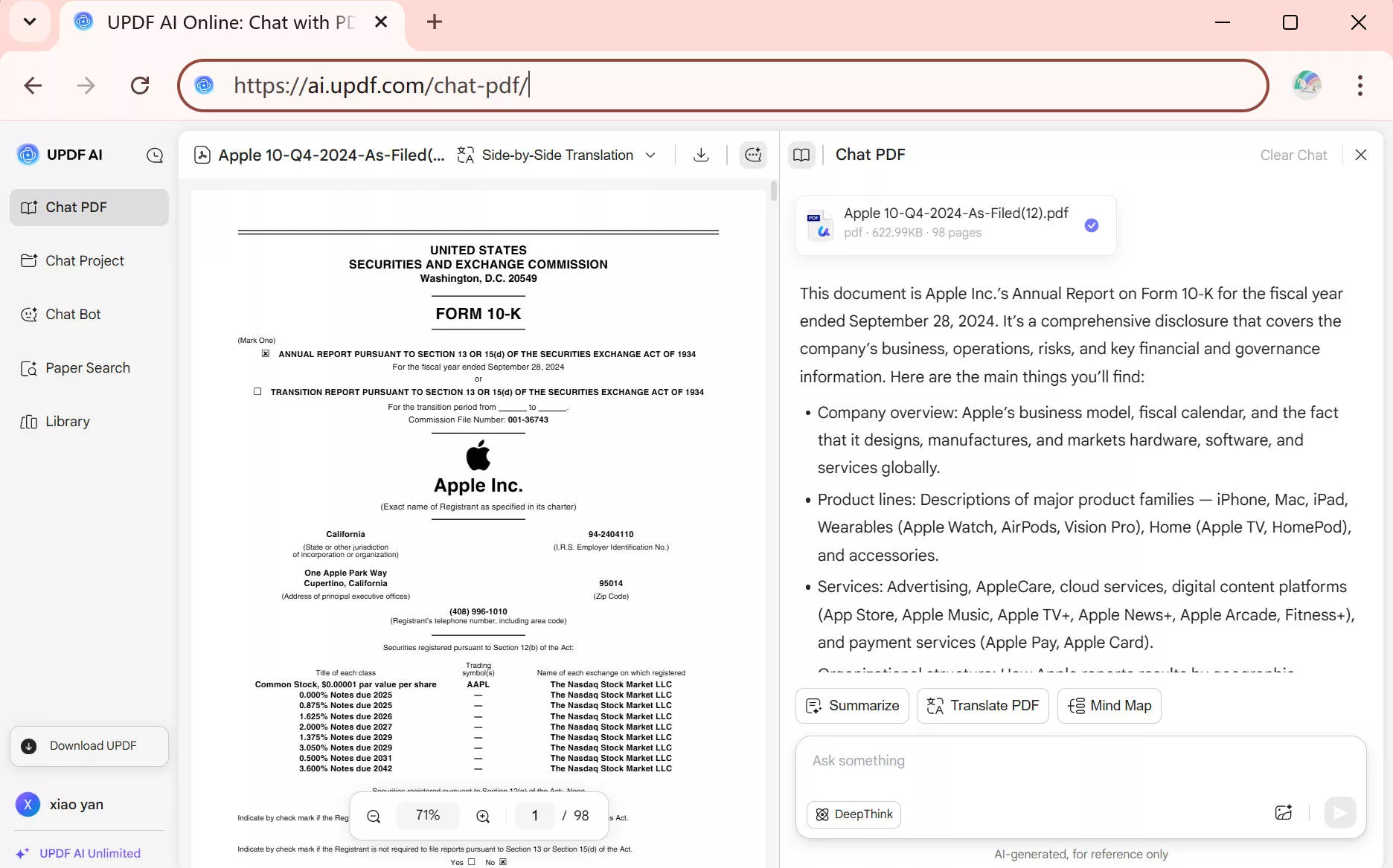 summarize PDF using UPDF AI