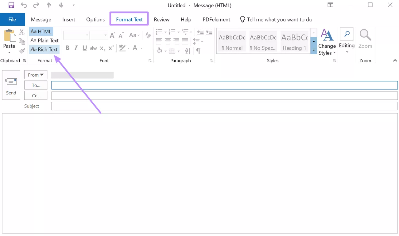 choose the rich text format 