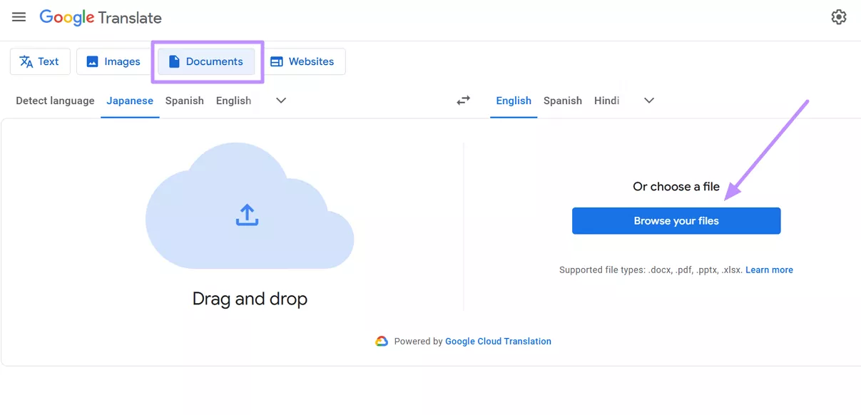 import excel file for translation 