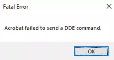 acrobat failed to send a dde command