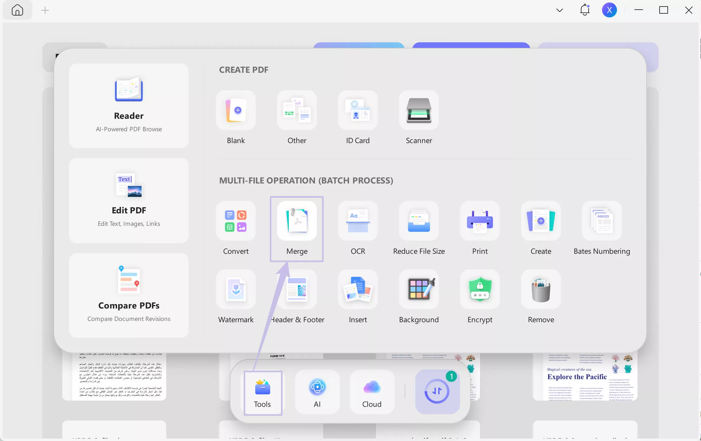 batch merge updf windows