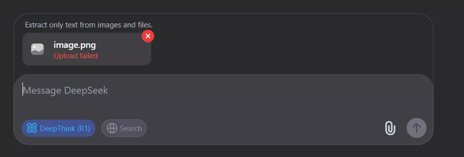 cannot upload images to deepseek error