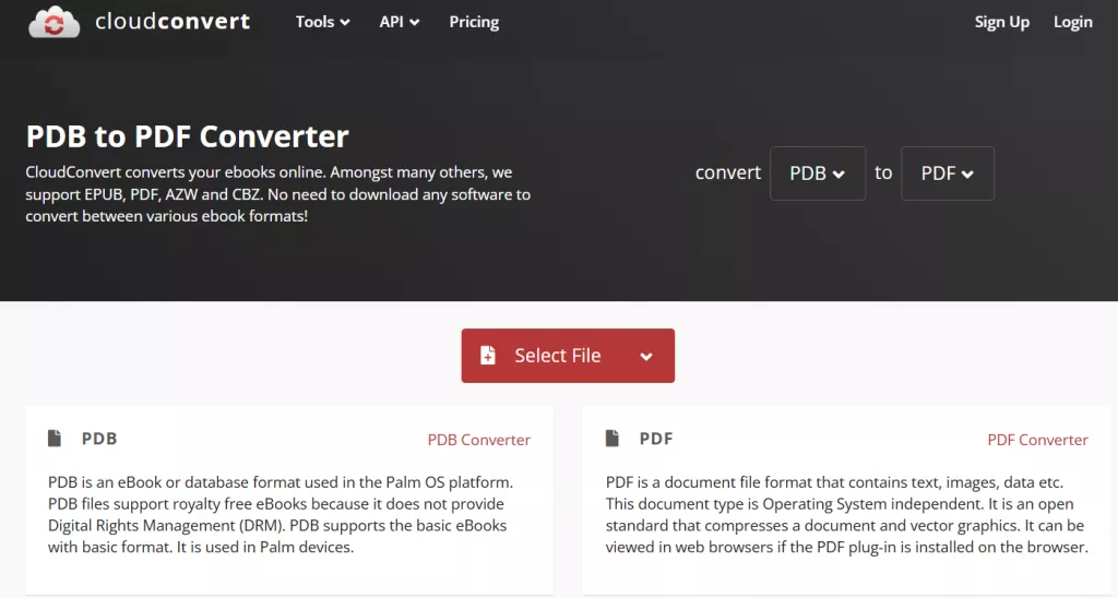 convert pdb to pdf using cloudconvert