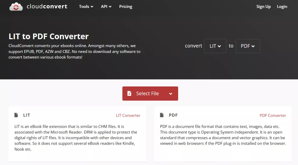cloudconvert lit to pdf