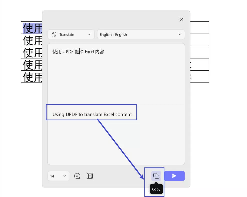 copy and paste translated text 