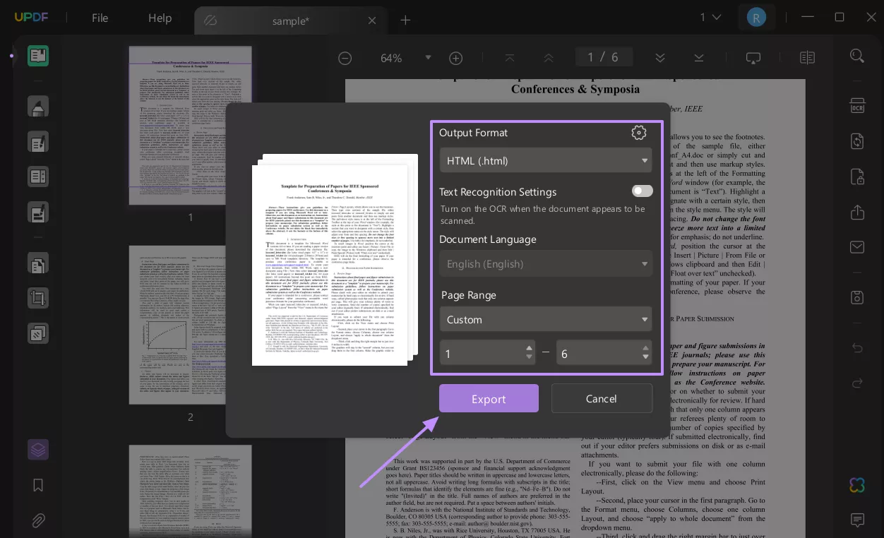 customize html output and export updf windows