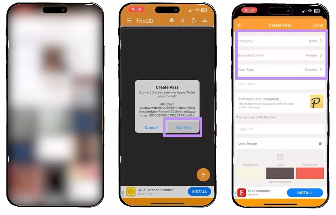 convert the barcode in apple wallet format