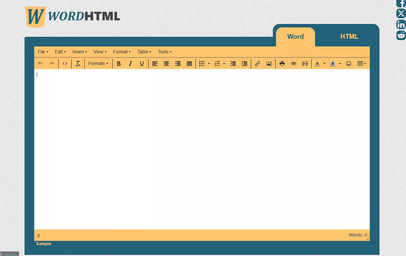 interface of wordhtml