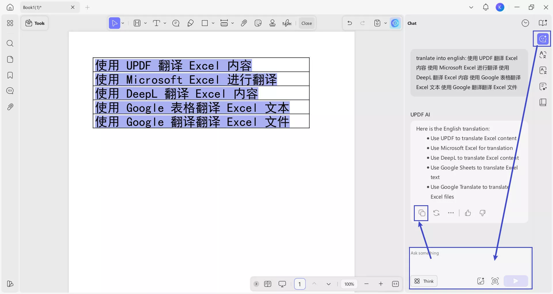 prompt ai to translate text in chat mode