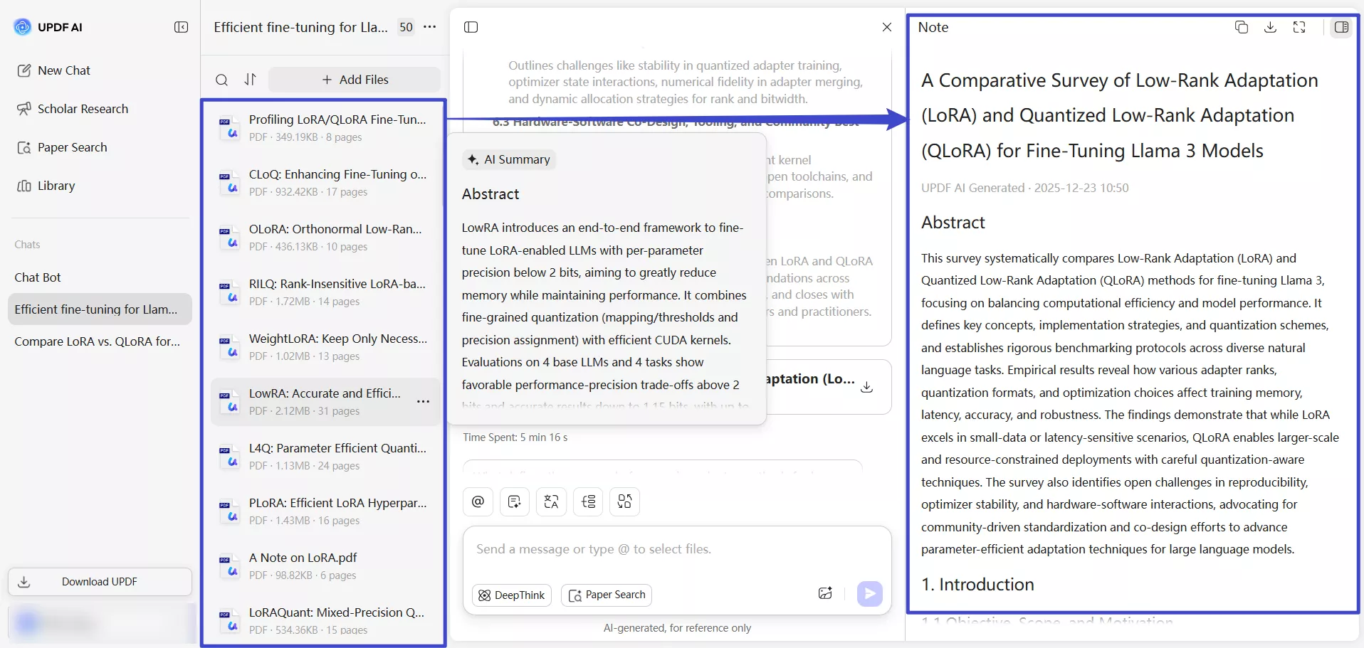 updf ai generate literature review