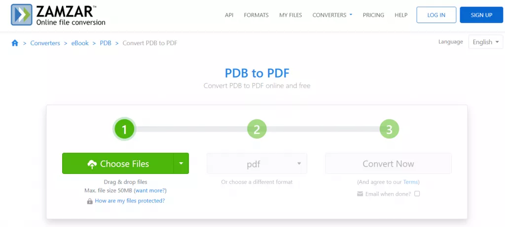 convert pdb to pdf using zamzar