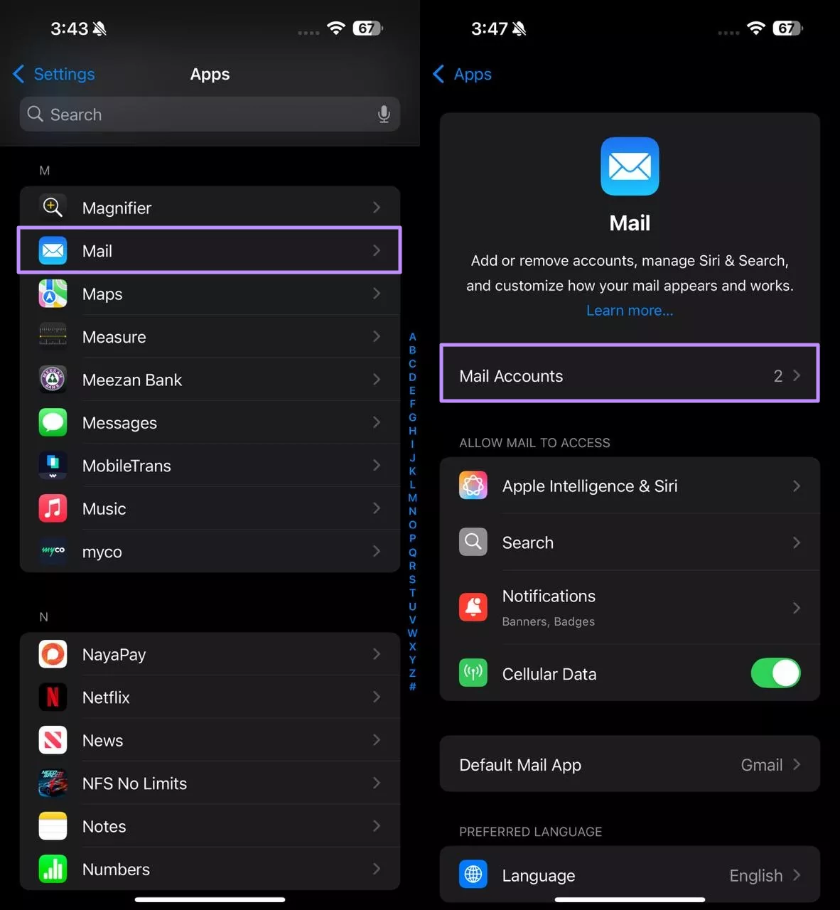 access the mail accounts 