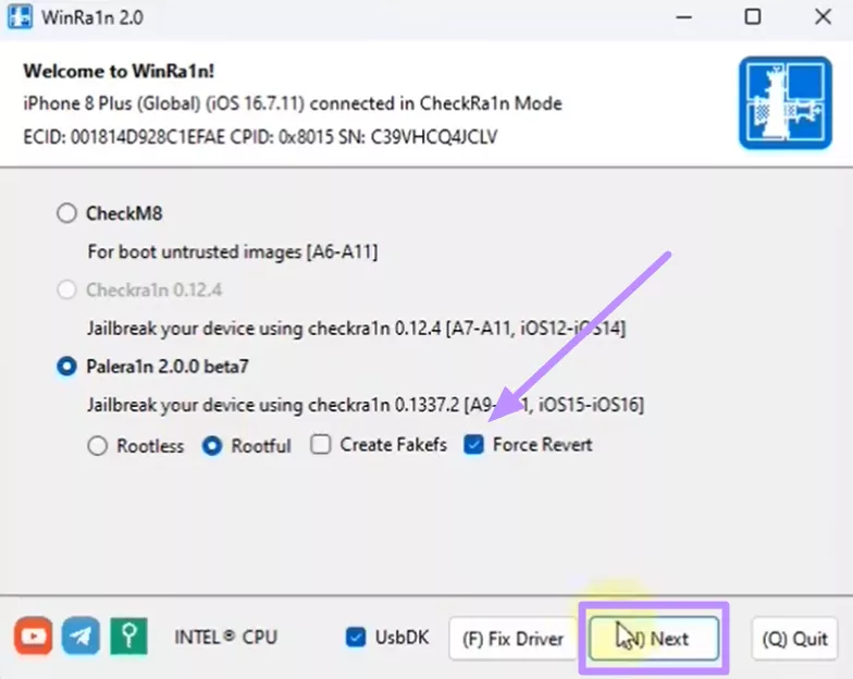 select the force revert option 