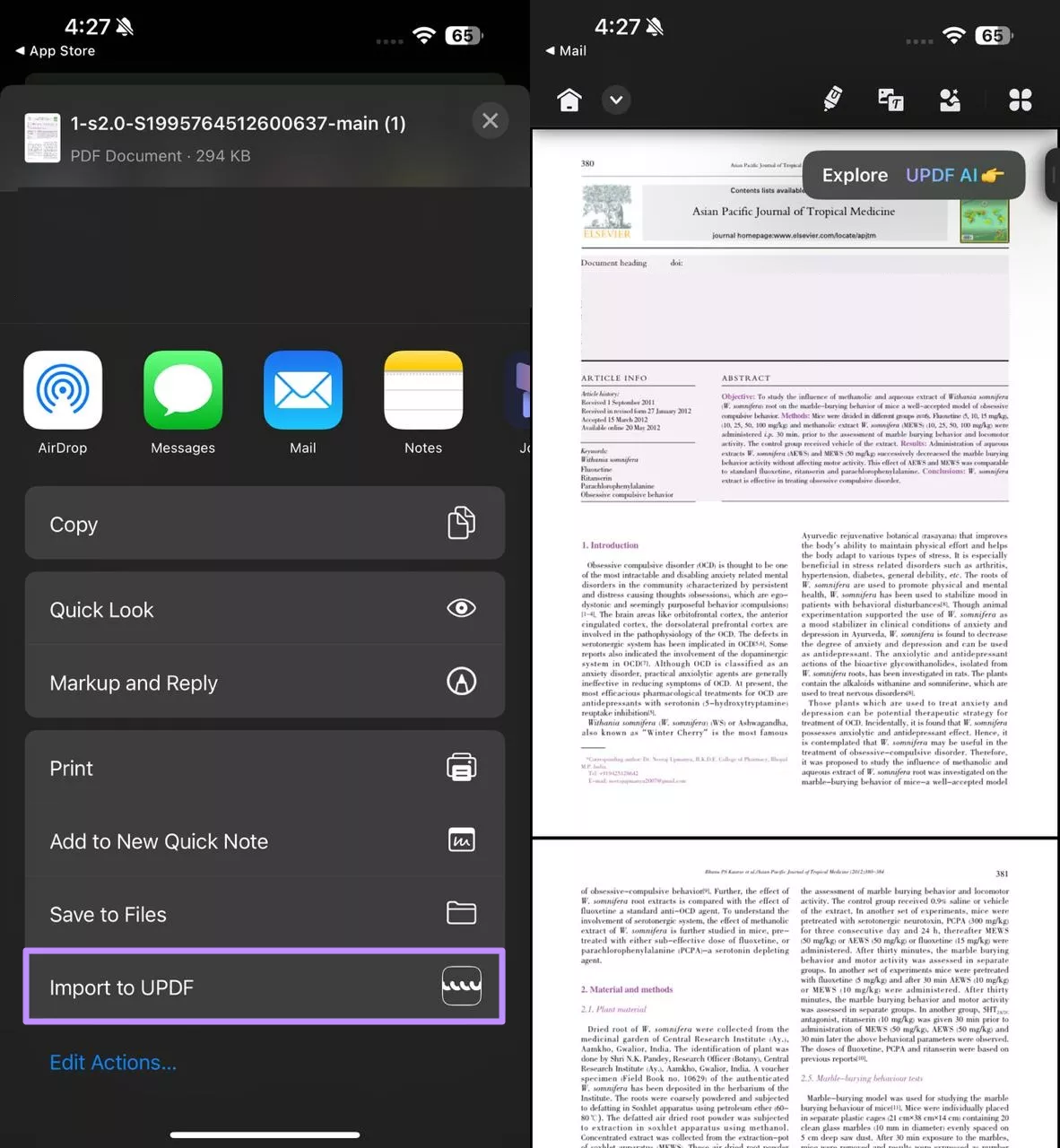 import pdf attachment to updf