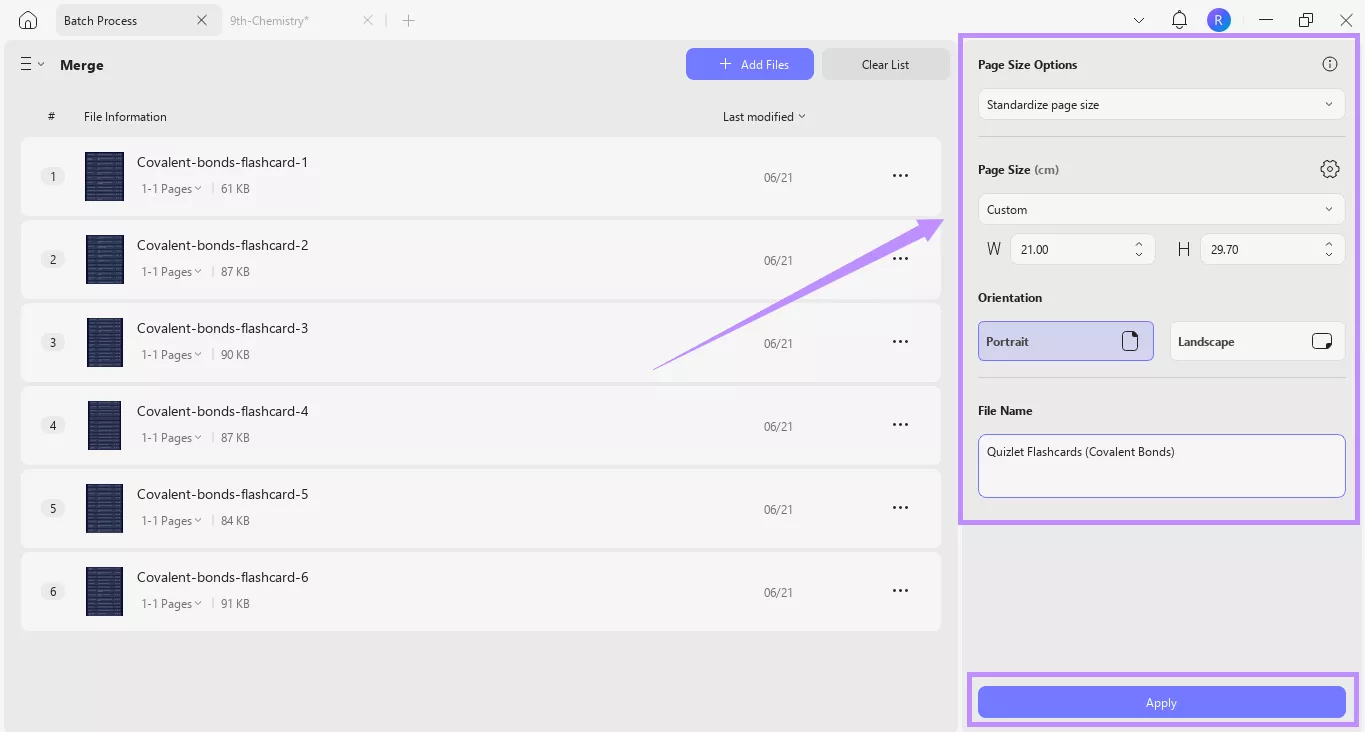 adjust page settings for merging image updf mac
