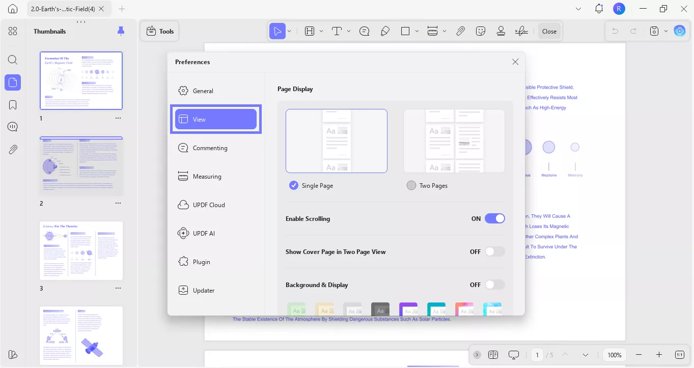 change the display settings updf windows