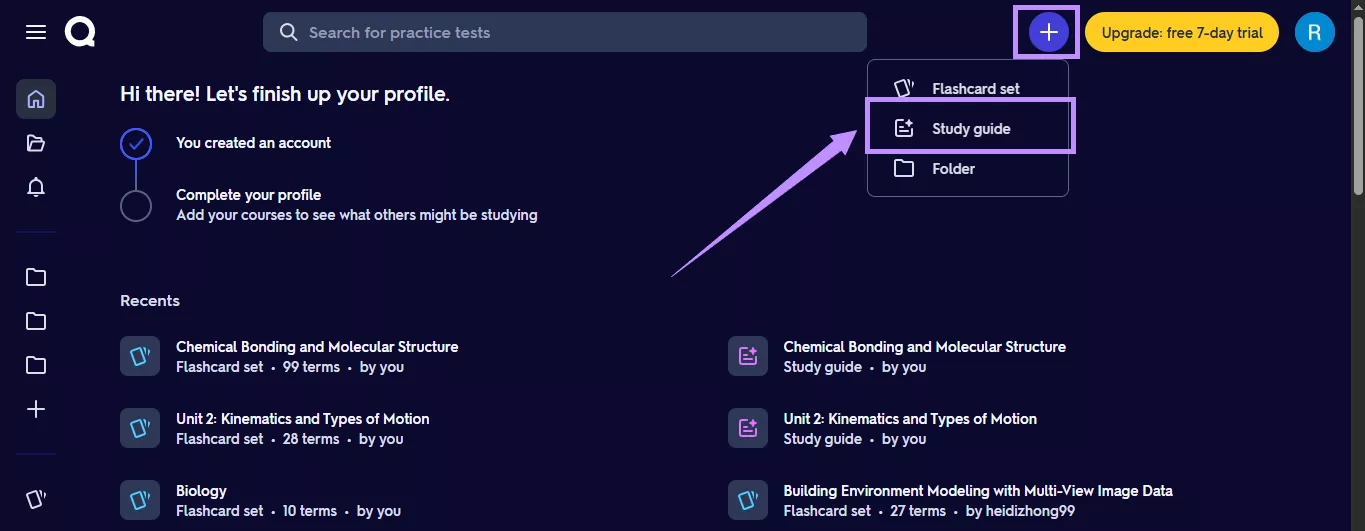 choose study guide quizlet