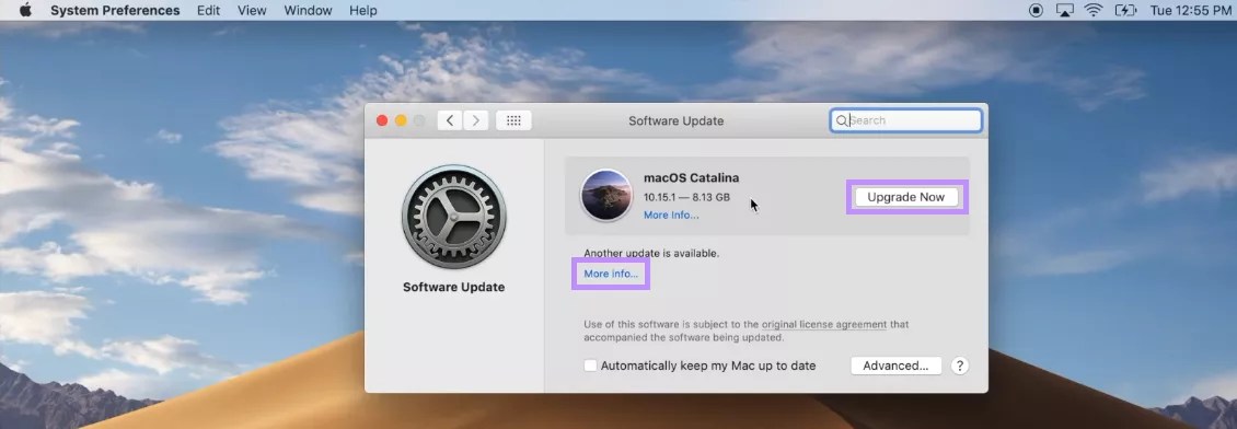 click upgrade now mac
