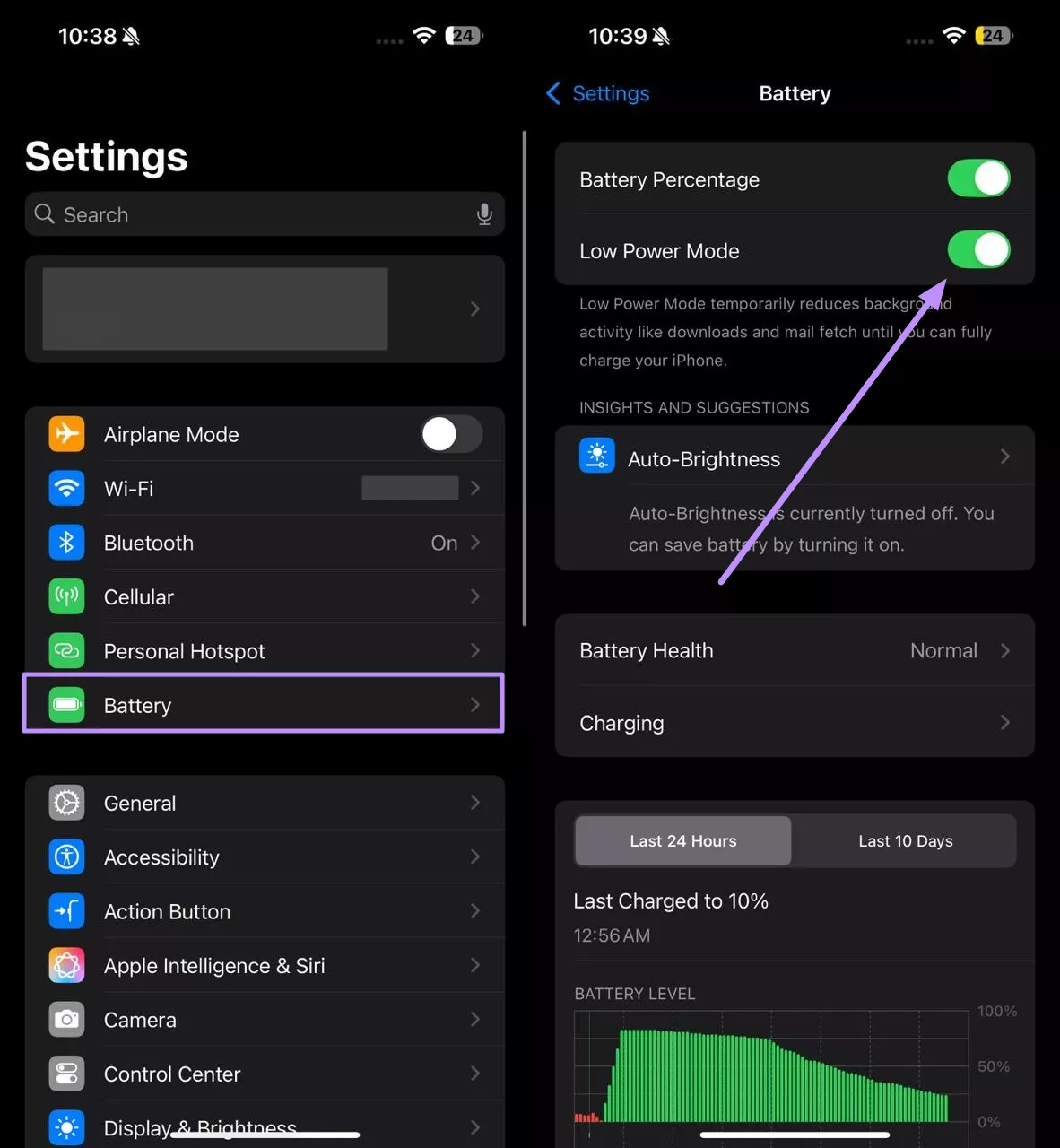 enable low power mode 