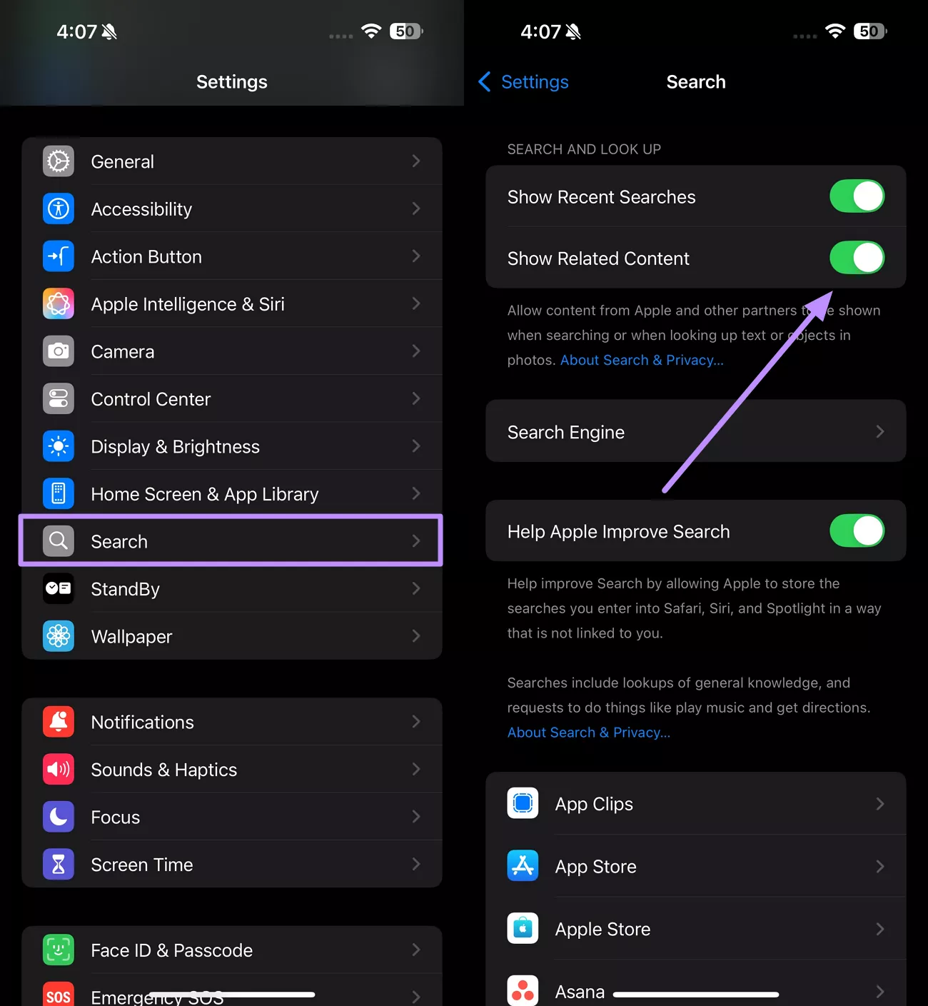enable show related content
