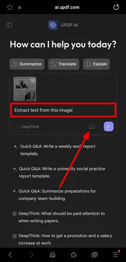 extract image text on updf ai online