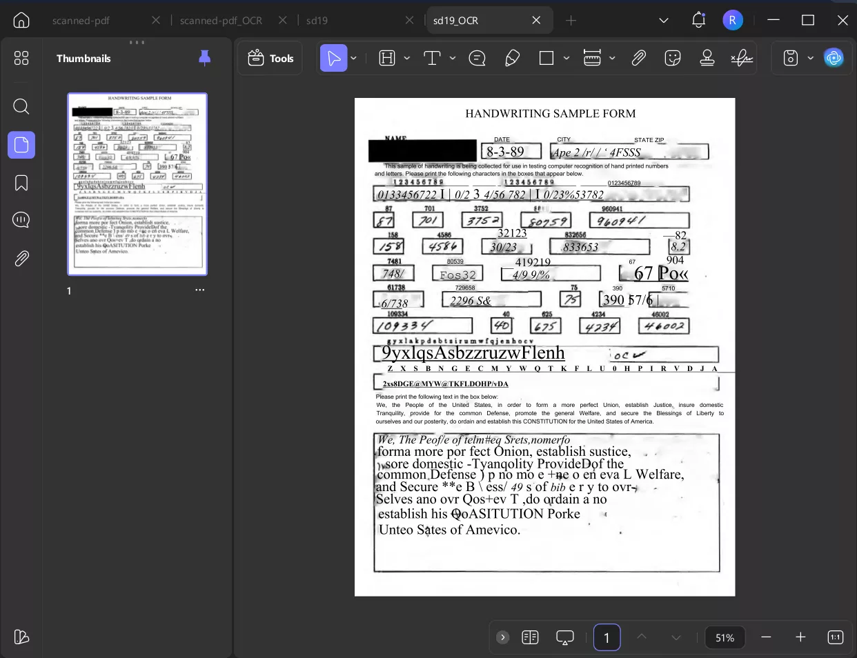 handwritten pdf ocr result in updf