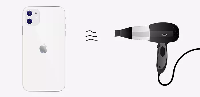 heat iphone with hairdryer