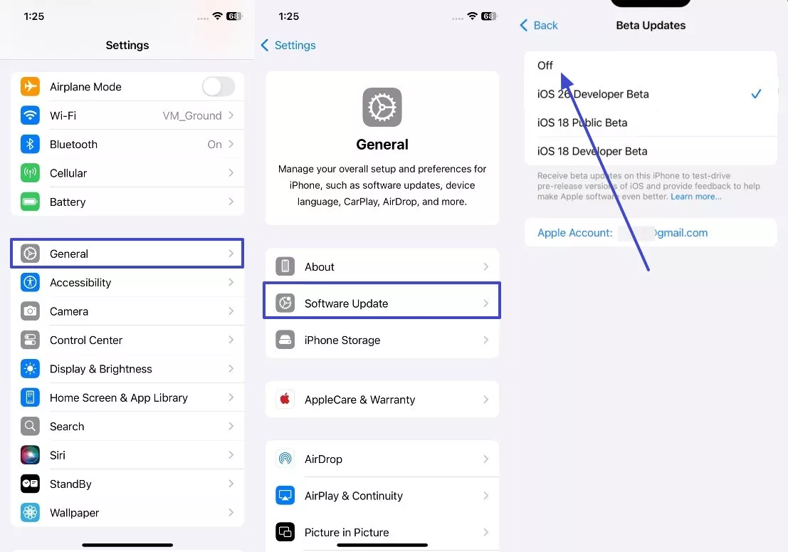 switch off bets software update 