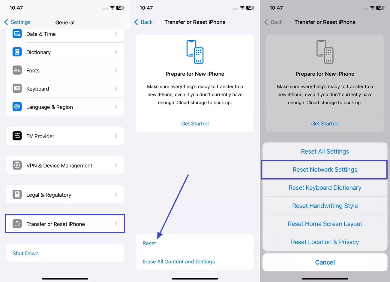 reset network settings