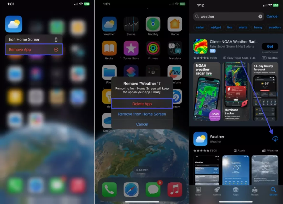 delete and reinstall apps
