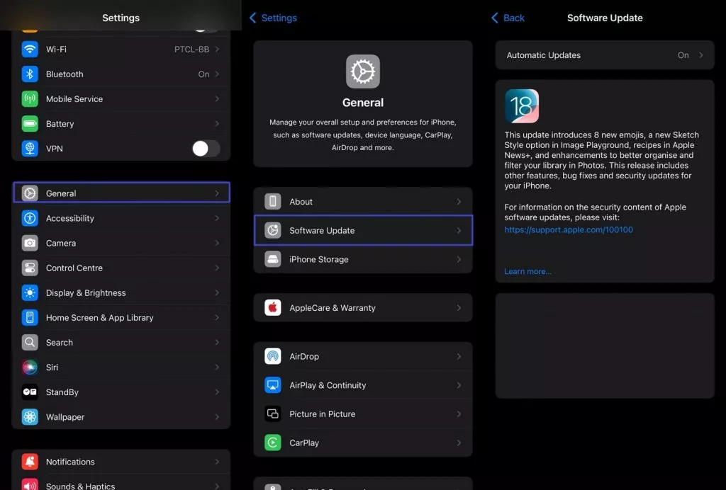 perform software update on ios device